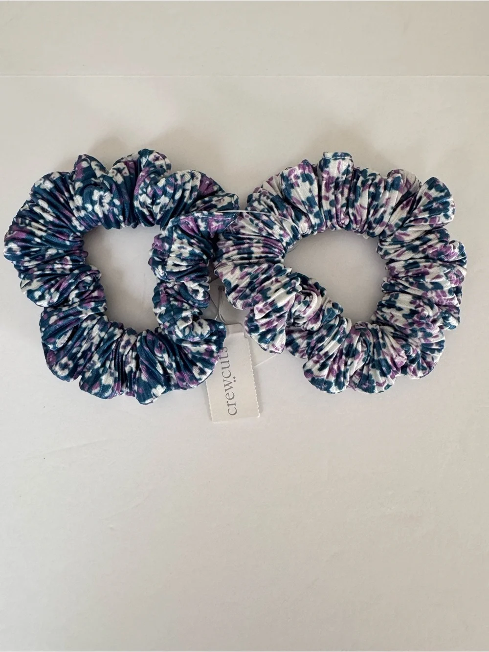 NWT Crewcuts J.Crew Floral Scrunchies Set 2 Blue Purple Hair Ties Girls One Size